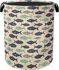 Cute Japanese-Style Fish Foldable Laundry Hamper - Waterproof Fabric Storage Basket with Handles, Clothes Hampers for Laundry,Bedroom,Dorm