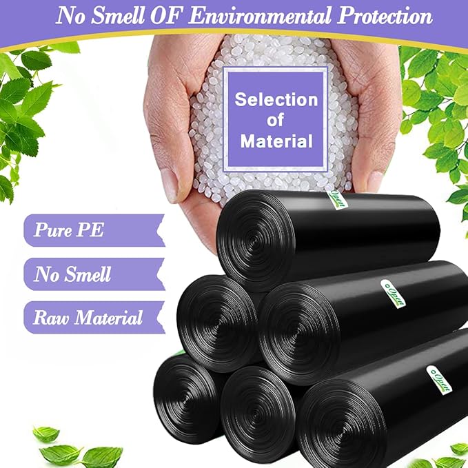 Hommaly 3 Gallon Small Black Trash Bags, 180 Count, Leakproof and Strong, Ideal for Office, Kitchen, Bathroom, and More
