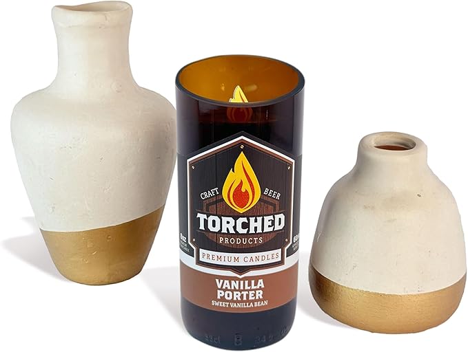 Torched Beer Scented Candles | Natural Soy Wax Candle | Vanilla Porter Scent 8 oz | Makes a Great Gift for Men, Beer Lovers, and Collectors | Bar Man-Cave Decor and Accessories