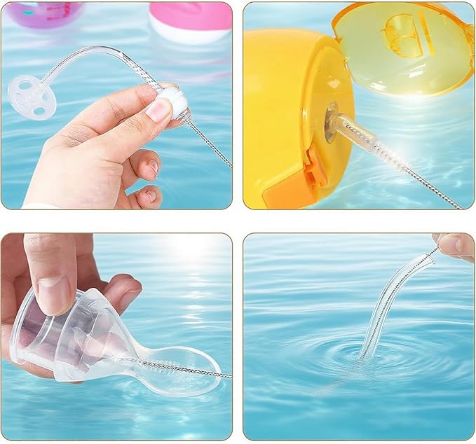Dishwashing Foam Sponges Brush Telescopic Long Handle Scrubbing Brushes for Clean Dishes, Sinks,Cookware,Coffee Glasses Pot Milk Cup Mugs Wine Bottle (4pcs+4straw Brush)