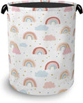 Rainbow Laundry Hamper,Stars Dirty Clothes Laundry Basket with Handles Waterproof Oxford Cloth Storage Basket for College Dorms Bathroom Bedroom 16" x 20.8"