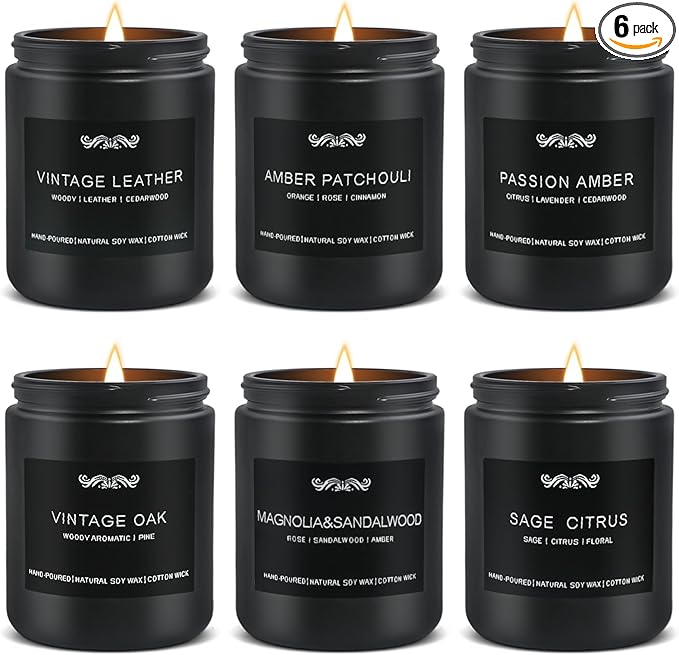 6 Pack Candles for Home Scented Aromatherapy Candles Gifts Set for Mens, Men Candle Set, 42 oz 300 Hour Long Lasting Candles Gifts for Men Birthday, Christmas