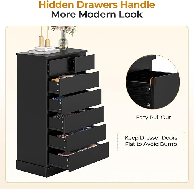 Hasuit Tall Dresser with 7 Drawers for Bedroom, 51.8'' High Chest of Drawers Storage Organizer for Closet, Modern Taller Clothes Storage Tower with Ample Storage Space