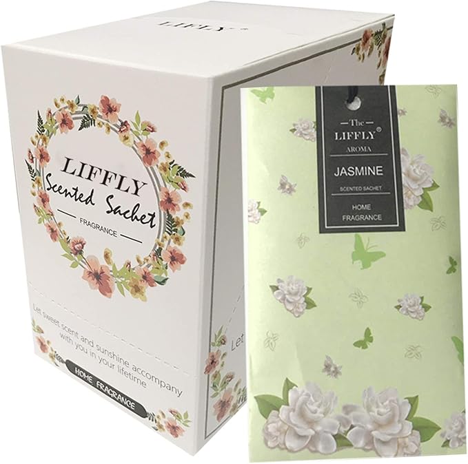 LIFFLY 14 Packs Jasmine Scented Sachets for Drawers and Closets