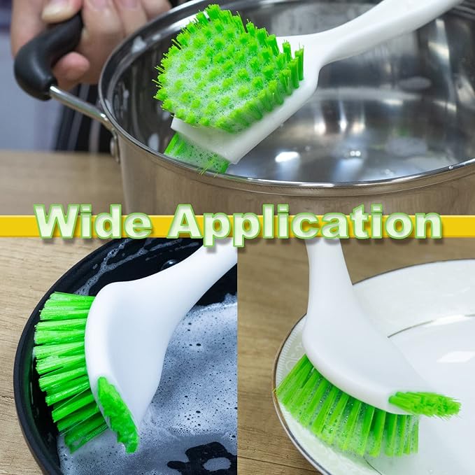 ITTAHO Dish Scrub Brush Kit, Kitchen Brush Set for Cleaning, Double Sided Bristles Scrubber Cleaner for Dishes,Sink,Pots,Pans,Bathroom Shower,Tile,Tubs - 3 Pack