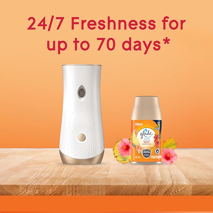 Glade Automatic Spray Air Freshener Refill, Scented Air Freshener for Home and Bathroom, Hawaiian Breeze, 6.2 Oz, 3 Count