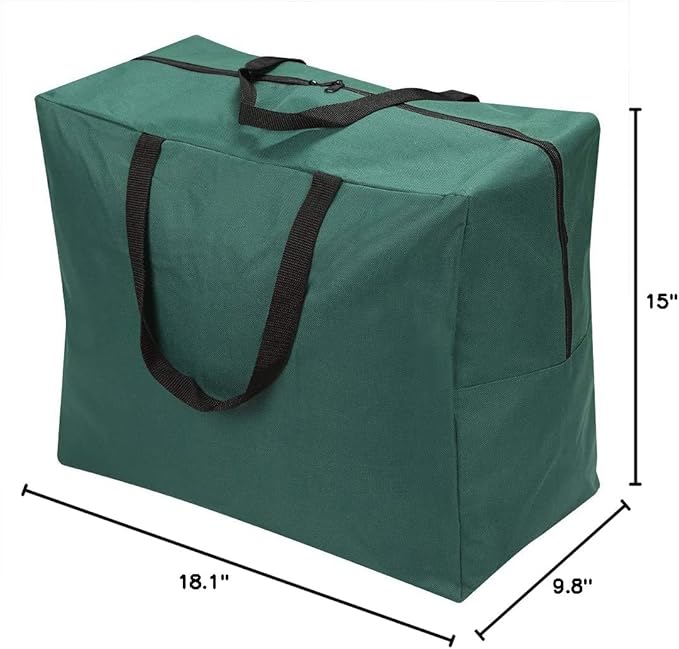 ProPik Christmas Ornaments Accessories Storage Bag Tear-proof Polyester Material 15” X 9.8” X 18.1” with Handles and Full Length Zipper (Green)