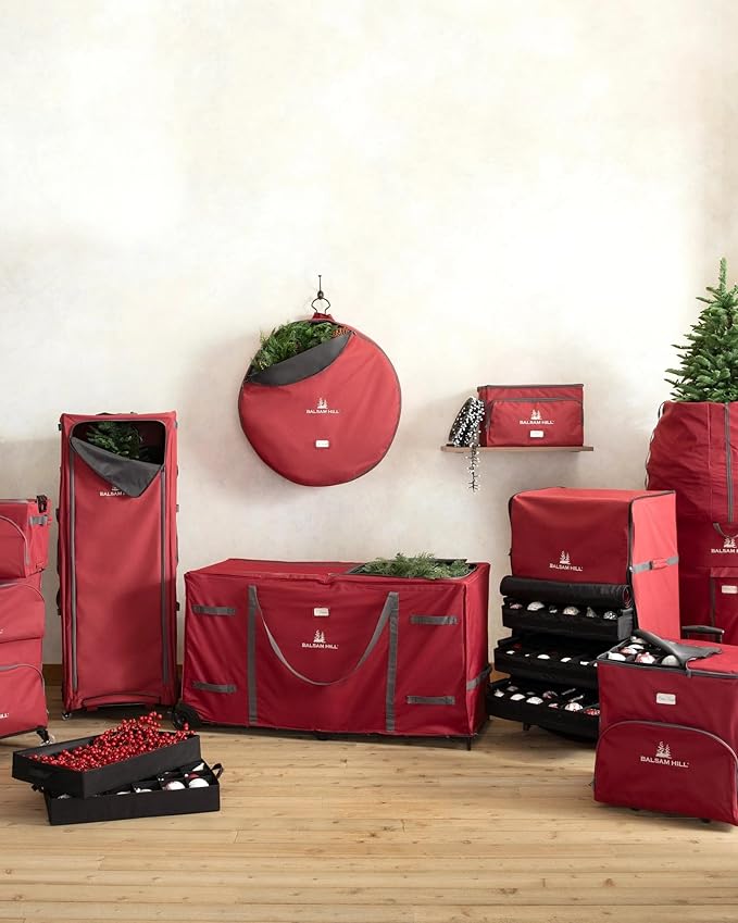 Balsam Hill Deluxe Rolling Ornament Chest - 150pc Christmas Decoration Storage with Dividers & Trays
