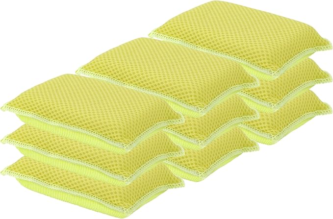 Microfiber Non-Scratch Dish & Kitchen Scrubber Heavy-Duty Household Cleaning Sponges, Multi-Purpose Cleaning Supplies for Dishes and Kitchens Pack of 9