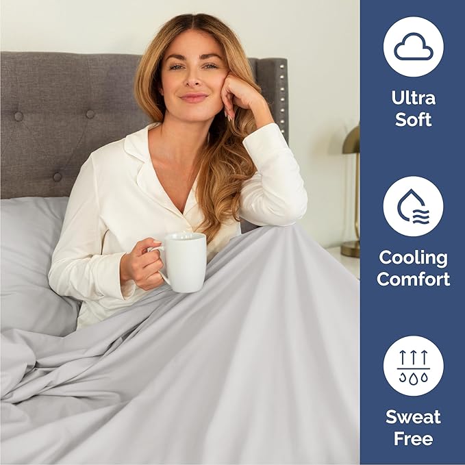 Cal King 6 Piece Sheet Set - Comfy Breathable & Cooling - Soft Hotel Luxury Bedding Set with 8-16 Inch Deep Pockets - 1 Flat & 1 Fitted Sheet & 4 Pillowcases - Wrinkle Free & Easy Care - French Grey