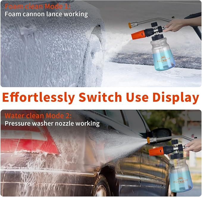 FENG PAI Pressure Washer Foam Cannon with Dual Connector Accessory, 7 Pressure Washer Sprayer Nozzles, Double Tip Attachment For Soap Cannon, 1/4" Quick Connect