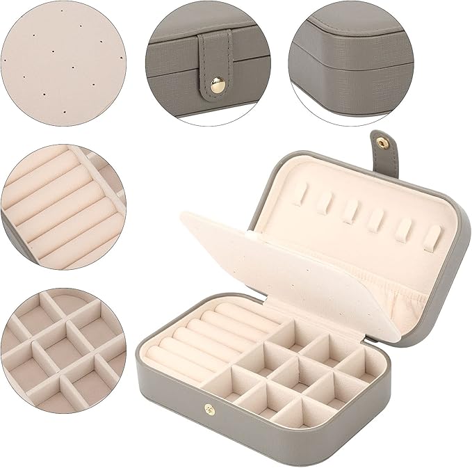 Jewelry Organizer, Small Jewelry Box Mini Jewelry Travel Case Storage and Organizer Portable Jewelry Storage Box/GRAY