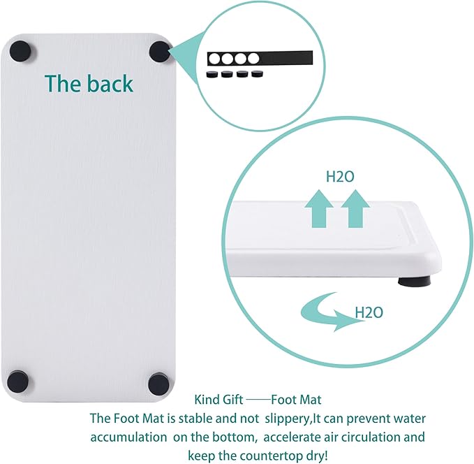 NiuYichee 2 Pcs Water Absorbing Stone Trays, Kitchen/Bathroom Sink Soap Dish, Diatomite Tray Used for Hand Soap & Cosmetic Bottles in The Modern Home, 4" W x 8.3" L, White