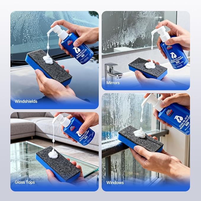 Glodway Glass,Mirror and Window Cleaner for Auto and Home Cleans,Streak-Free,Ammonia-Free,Tint-Safe,4.58 OZ (2 Pack)