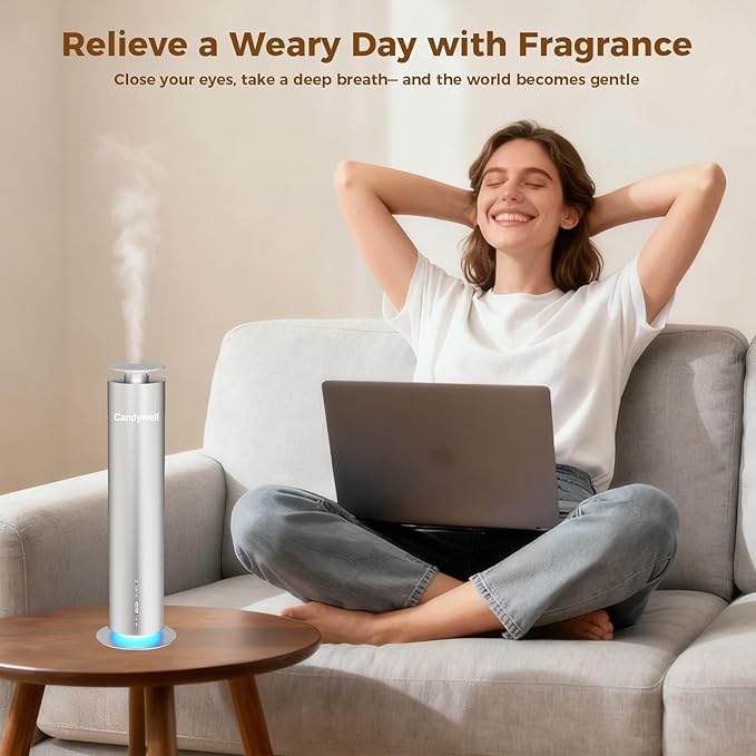 Waterless Scent Diffuser - Essential Oil Diffuser for Home & Office, 1500 Sq Ft Coverage, Remote & APP Control, Quiet Operation with Ambient Lighting, Child & Pet Friendly, 4 Fl Oz Capacity