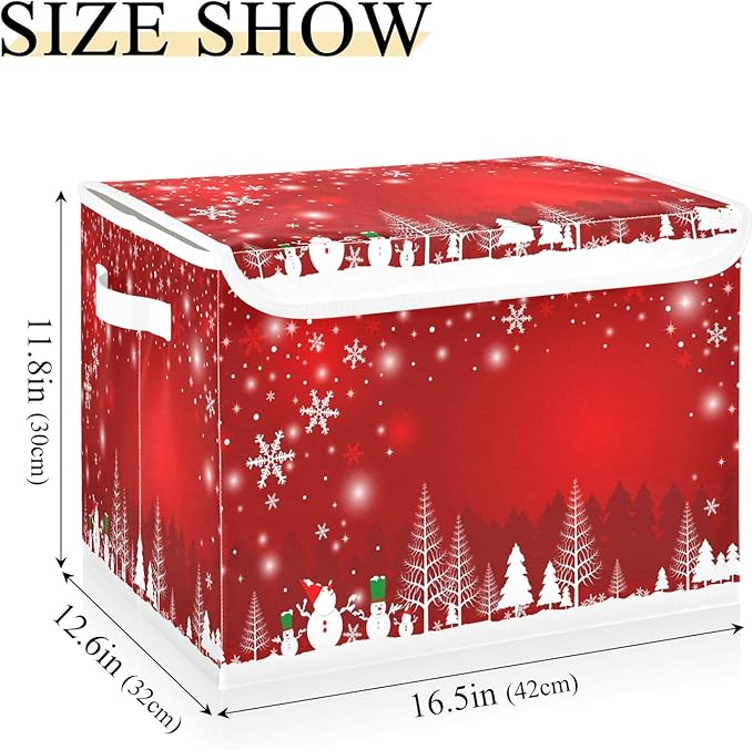 Bolaz Storage Bins with Lids and Handles, Christmas Tree Snowman Storage Box Storage Basket with Cover Collapsible Organizer Containers for Home Closet, Shelves