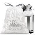 OKKEAI 2.6 Gallon Bathroom Small Trash Bags, White Drawstring Garbage Bags – 90 Count Tear-Free, Heavy Duty Printed Liners, Leak-Proof White Trash Bag for Kitchen, Office, Multipurpose Use