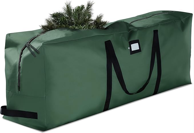 ZOBER 600D Oxford Fabric Christmas Tree Storage Bag - Fits 7.5 Ft Artificial Trees - Tear Proof Waterproof Christmas Tree Bag For Storage Box For Xmas - Strong, Durable Handles - Card Slot - Green