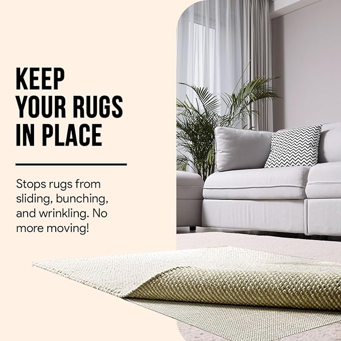 Non Slip Area Rug Gripper 5x7 Feet, Rug Gripper for Hardwood Floors, Laminate, Vinyl, Stone & Tile, Anti Slip Area Rug Pad for Under Rugs
