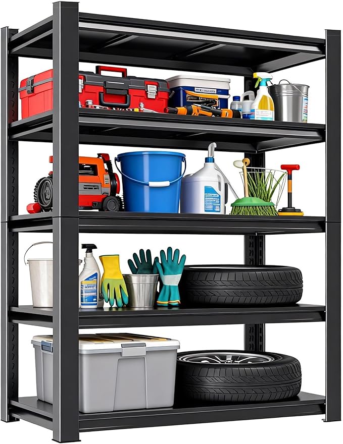 Notmise Metal Garage Shelving Unit, Heavy Duty 5-Tier Adjustable Storage Rack, Steel Shelving,2000 lbs Capacity, Industrial Shelves for Heavy Tools and Equipment (5-Tier 54" H x20 W x 14" D)