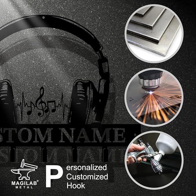 Personalized Custom Music Wall Hooks,Metal Music Room Art Clothes Hooks,Metal Music Wall Home Storage Decorative,For Front Door, Hallway, Kitchen, Bedroom,Keys,Hats (Style H)