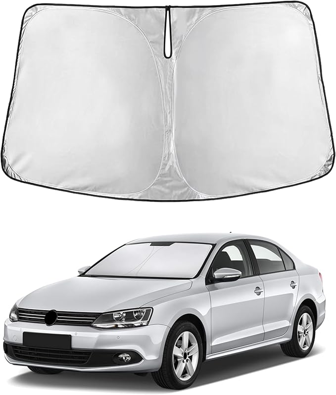 EcoNour Windshield Sun Shade Compatible for Volkswagen Jetta 2011–2018 | Sedan Front Window Sunshade | Foldable Sun Visor Protector | Blocks UV Rays & Keeps Cabin Cool