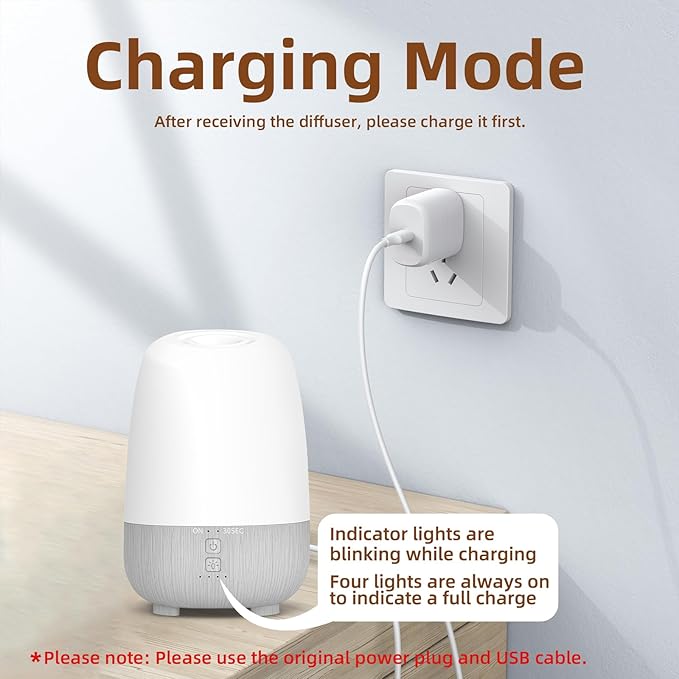 150ML Rechargeable Battery Operated Essential Oil Diffuser, Portable Cordless Aromatherapy Diffuser,7-Hour Runtime with 7 LED Color Changing Lights for Home, Office, Bathroom, Travel