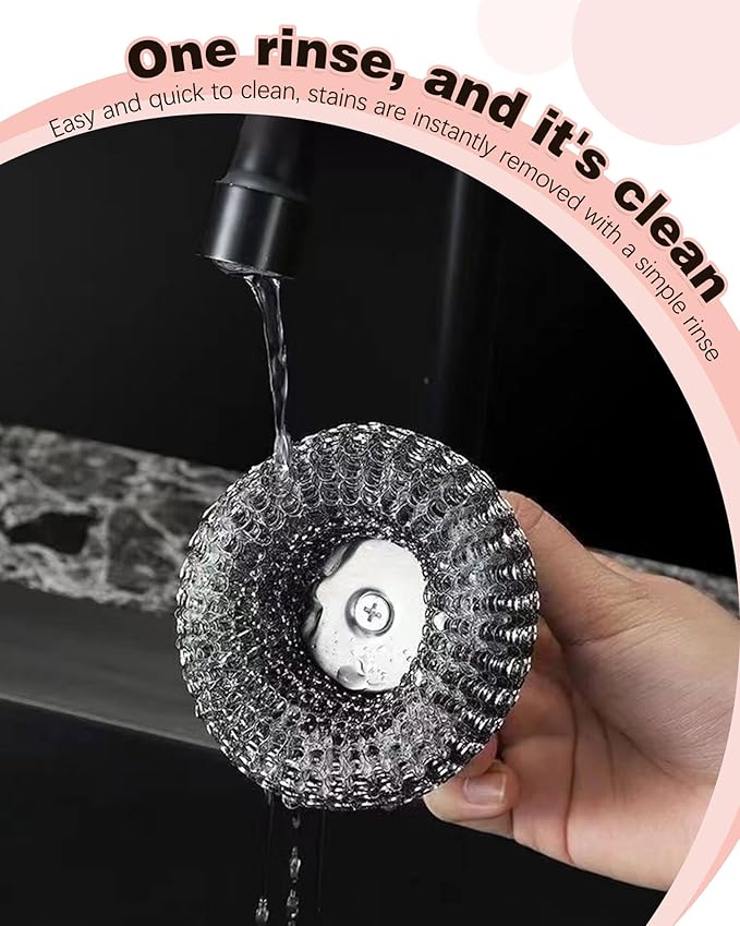 Soilleta 5Pcs Steel Wool Scrubber, Stainless Steel Scrubber Set with Long & Short Handle & 3Pcs Pads, Metal Scrubbers for Cleaning Kitchen,Household,Dishes,Wash Sink,Pots,Pans,Cast Iron,Grills,Stoves