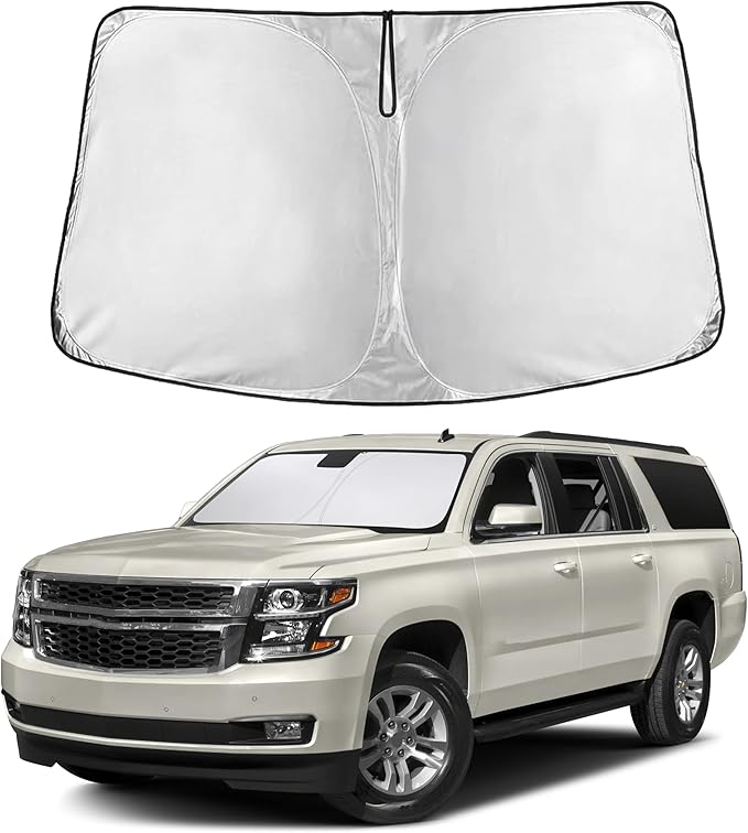 EcoNour Windshield Sun Shade Compatible for Chevrolet Suburban 2015–2020 | Full-Size SUV Front Window Sunshade | Foldable Sun Visor Protector | UV & Heat Blocking Protection