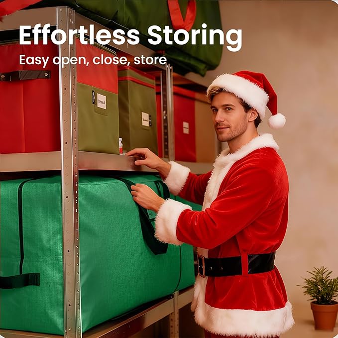Heavy Duty Christmas Tree Storage Bag for Trees Up to 9ft – Waterproof, 600D Durable Zipper & Handles, Holiday Storage Solution (Green)