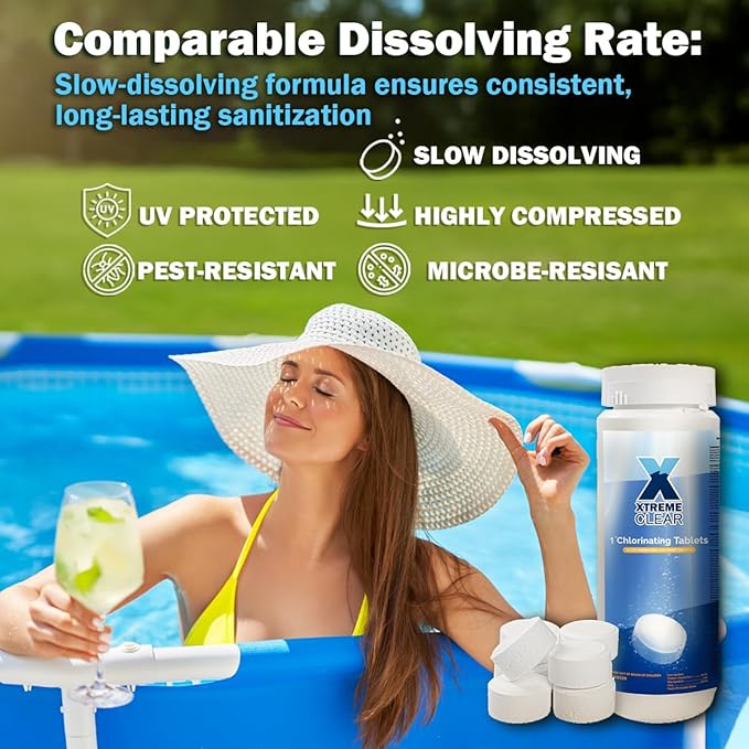 SuperDeal 9 Pack 1.5lbs Bottle 1" Chlorine Tablets Bottle 1.5lbs Chlorinating Tabs for All Swimming Pools, Spa, Hot Tubs, Small Pool, Slow Dissolving, 9-PCS