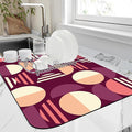 Kitchen Mat Circles in Pink Purple Dish Drying Mat 12"x19" Bsorbent Coffee Maker Mat for Sink Dishes or Under Rack Kitchen Counter Accessories Absorbent Hide Stain Rubber Backed Dish Drying Pad