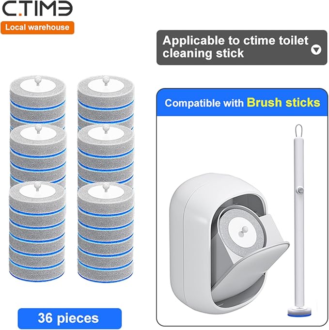 CTIME - 36 Replacement Toilet Brush Heads, Suitable for Bathrooms and Toilets