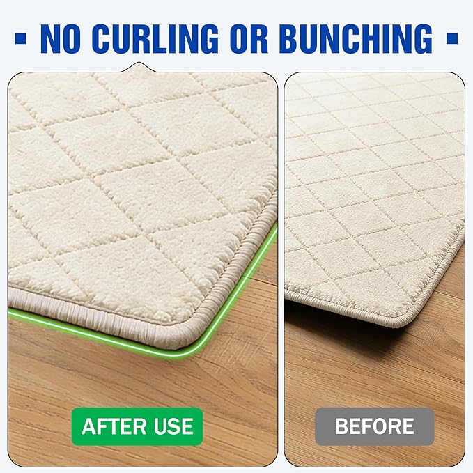 Songrey Rug Tape Rug Corner Grippers 12PCS, Reusable Double-Sided Carpet Tape to Hold Area Rugs Down, Non Slip Rug Pads Gripper for Hardwood Floors No Damage