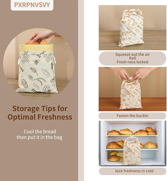 2-PACK Beeswax Bread Bag - Reusable Food Wrapor Homemade Sourdough Loaf,to Keep Fresh Fridge-Safe Beeswax Perfect for Cheese, Fruits Washable & Sustainable Alternative to Plastic