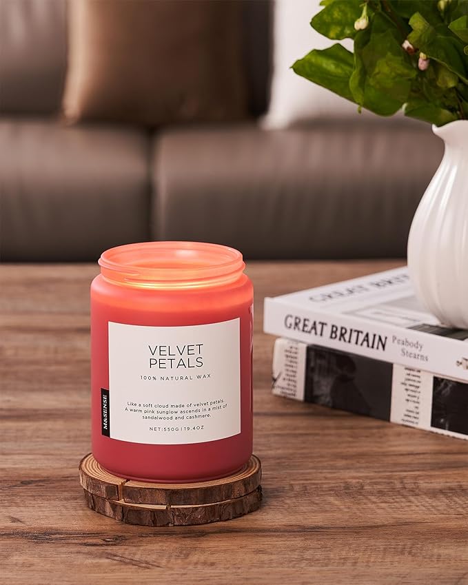 M&SENSE Sandalwood Rose Scented Candle Large Candles for Home, 110 Hour Long Lasting Natural Soy Wax 19.4oz Luxury Floral Scented Candle for Valentine's Day Birthday Gifts