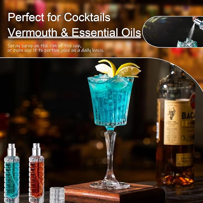 Premium Glass Atomizer Spray Bottle 2 Pack - 30ml Refillable Cocktail & Coffee Bean Spritzer, Leak-Proof Fine Mist for Vermouth, Bitters, Essential Oils, Bar Kitchen Accessories