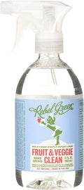 Rebel Green Fruit & Veggie Clean - Plant-Based Produce Cleaner - Natural Fruit and Vegetable Wash with No Aftertaste - Dirt & Grime Removal - Made with Organic Extracts of Citrus - 16 FL OZ