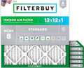 Filterbuy 12x12x1 Air Filter MERV 8 Essential Dust & Allergy Defense (6-Pack), Electrostatic Pleated HVAC AC Furnace Filters Replacement, Made in USA (Actual Size: 11.75 x 11.75 x 0.75)
