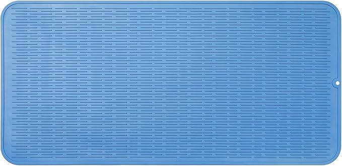 MicoYang Silicone Dish Drying Mat for Multiple Usage,Easy clean,Eco-friendly,Heat-resistant Silicone Mat for Kitchen Counter or Sink,Refrigerator or Drawer Liner Lichen BlueL 5XL 36inches x 18inches