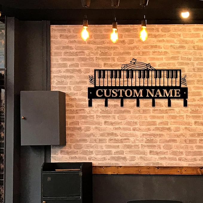 Personalized Custom Music Wall Hooks,Metal Music Room Art Clothes Hooks,Metal Music Wall Home Storage Decorative,For Front Door, Hallway, Kitchen, Bedroom,Keys,Hats (Style D)