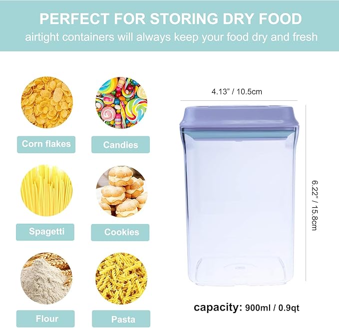 Cozey Daily Airtight Food Storage Container Pop Containers With Lids, Bpa Free for Spaghetti Cereal Flour Rice Kitchen Organizer (square 900ml / 0.9qt)
