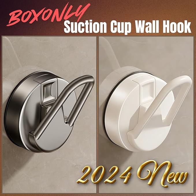 Heavy Duty Suction Cup Hook - Gun Gray No Drill Wall and Shower Hooks, 4-Pack, Ideal for Towel and Robe Storage, Waterproof