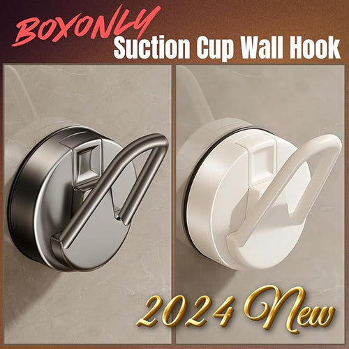 Adhesive Suction Cup Hooks - Milk White Heavy Duty Bathroom & Kitchen Wall Hook, 4-Pack, Ideal for Towel, Robe, and Loofah Storage