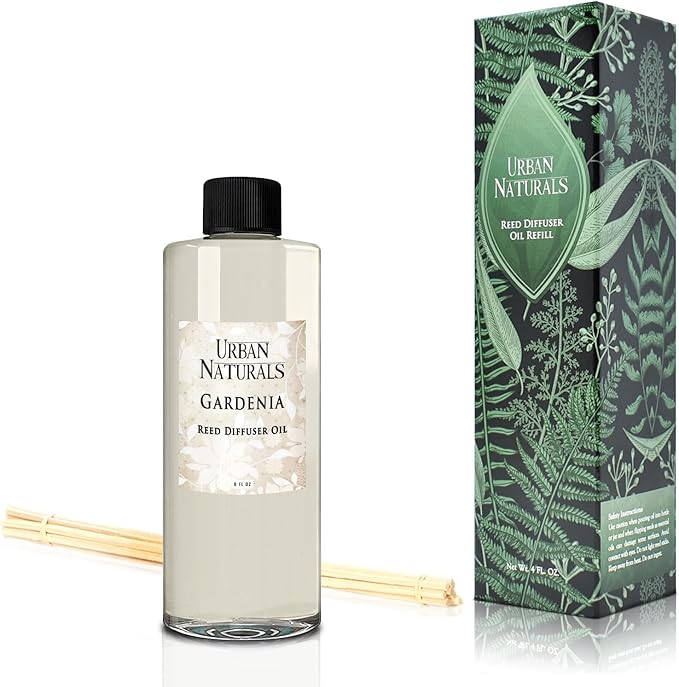 Urban Naturals Reed Diffuser Oil Refill Flower Shop with Violets, Daisies, Green Stems, Hyacinth, Rose 8 oz + Free Reed Sticks, Made in The USA