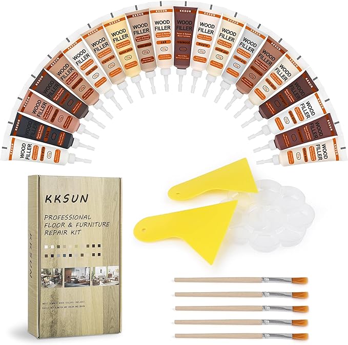 DAIXISM Wood Repair Kit Restore Any Wood Furniture, 20 Colors Resin Repair Compounds Cover Surface Scratch for Stains, Scratches, Floors, Tables, Desks, Carpenters, Bedposts, Touch-Ups, Cover-Ups