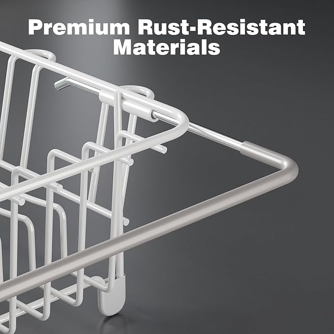 jouzevic Dish Drying Rack in Sink: Expandable, 3-Slot Utensil Holder, Anti-Slip Handle. Small Dish Rack: Ideal for Small Households. Kitchen Drying Rack: White