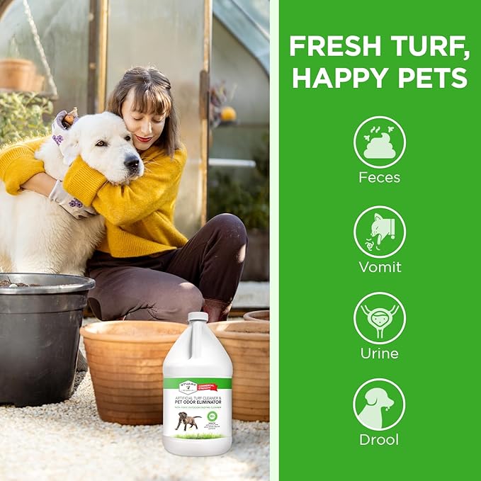 Stuart Pet Supply Artificial Turf Cleaner and Outdoor Pet Odor Eliminator Concentrate is Ideal for Yards, Artificial Grass and Patios, Great Yard Odor Eliminator for Dogs (Gal) 128 fl oz.