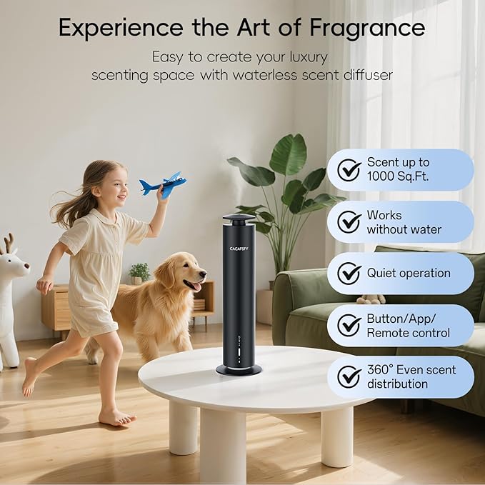 The CACAFSFY Waterless Scent Diffuser Starter Kit -Include 2x120ml Essential Oils,Suitable for Home and Hotel Series Air Diffuser, 1000 Square Inches of Coverage,Remote Control-Hotel Scent Diffuser