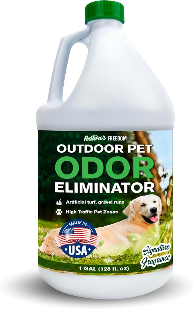 Nature's Freedom Concentrated Enzymes Outdoor Odor Eliminator, Turf and Yard Cleaner for Pet Urine, Deodorizer for Dog & Cat Waste & Smells, Makes 5 to 64 Gallons, Use on Grass, Patios, Kennels